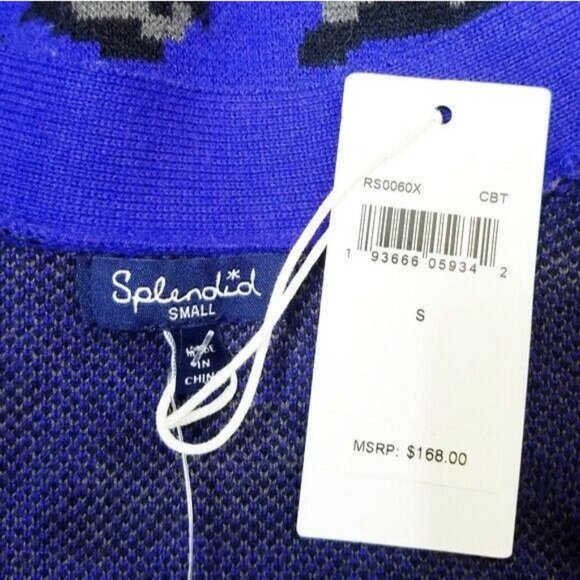 Splendid | NWT Womens Size S Blue Grey Leopard Long Cardigan MSRP $168 - Picture 4 of 4